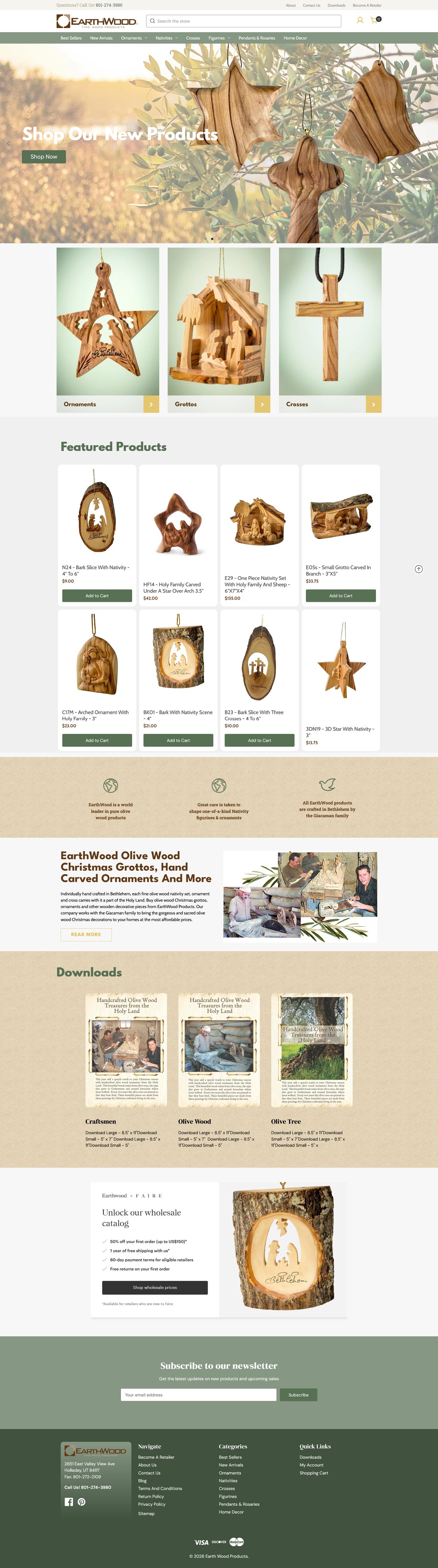 The full Earthwood homepage on BigCommerce, after the migration